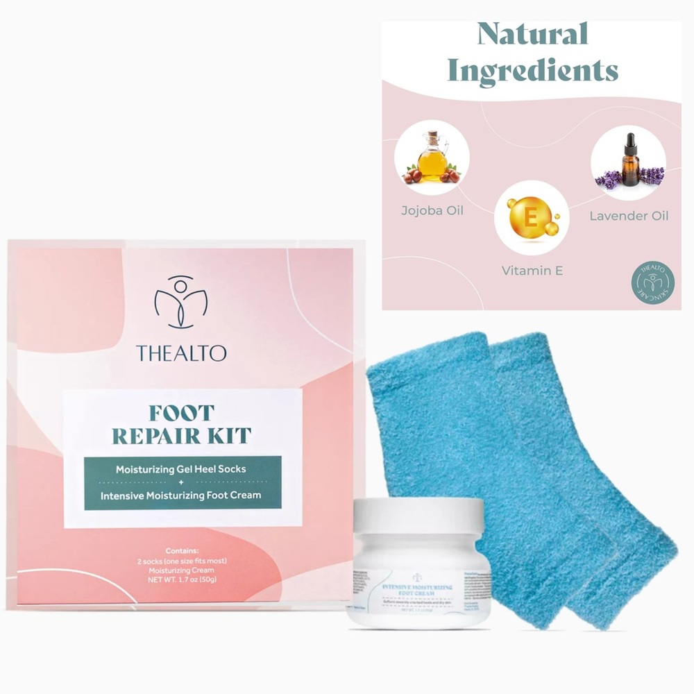 Thealto Foot Repair Kit + Moisturizing Foot Cream + Gel Socks | Spa Kit